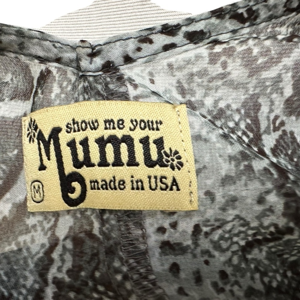 Show Me Your Mumu Women Sheer Snakeskin V Neck Maxi dress Sz Med Gray Sleeveless - Picture 9 of 9